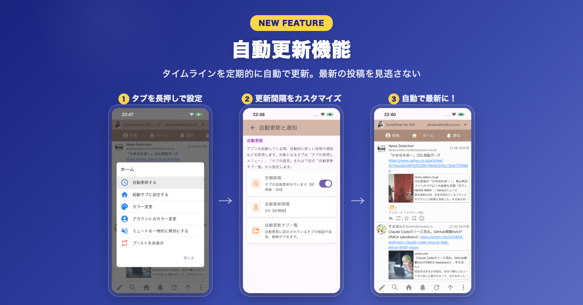 クロスポスト機能・マルチアカウント対応